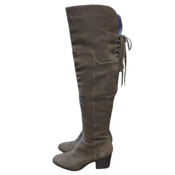 Aldo Taupe Suede Jeffres Calf Lace Up Over-The-Knee Zipper Boots - Size 7.5 - Picture 2 of 9